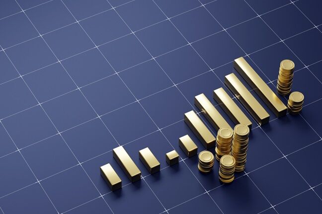 Stack of money on timeline chart
